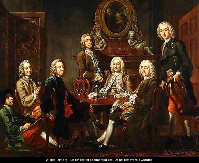 640x523 Portrait Of A Group Of Gentlemen With The Artist - Group Portrait Painting