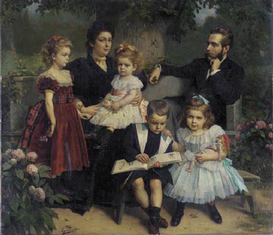 545x470 A Group Portrait Of A Family In A Garden By Eugene Siberdt On Artnet - Group Portrait Painting