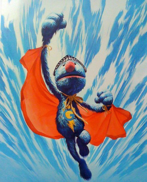 500x616 Fly My Pretty Super Grover - Grover Painting