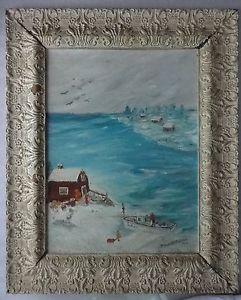 241x300 Antique Folknaive Painting Oil On Genuine Grumbacher Artist - Grumbacher Painting