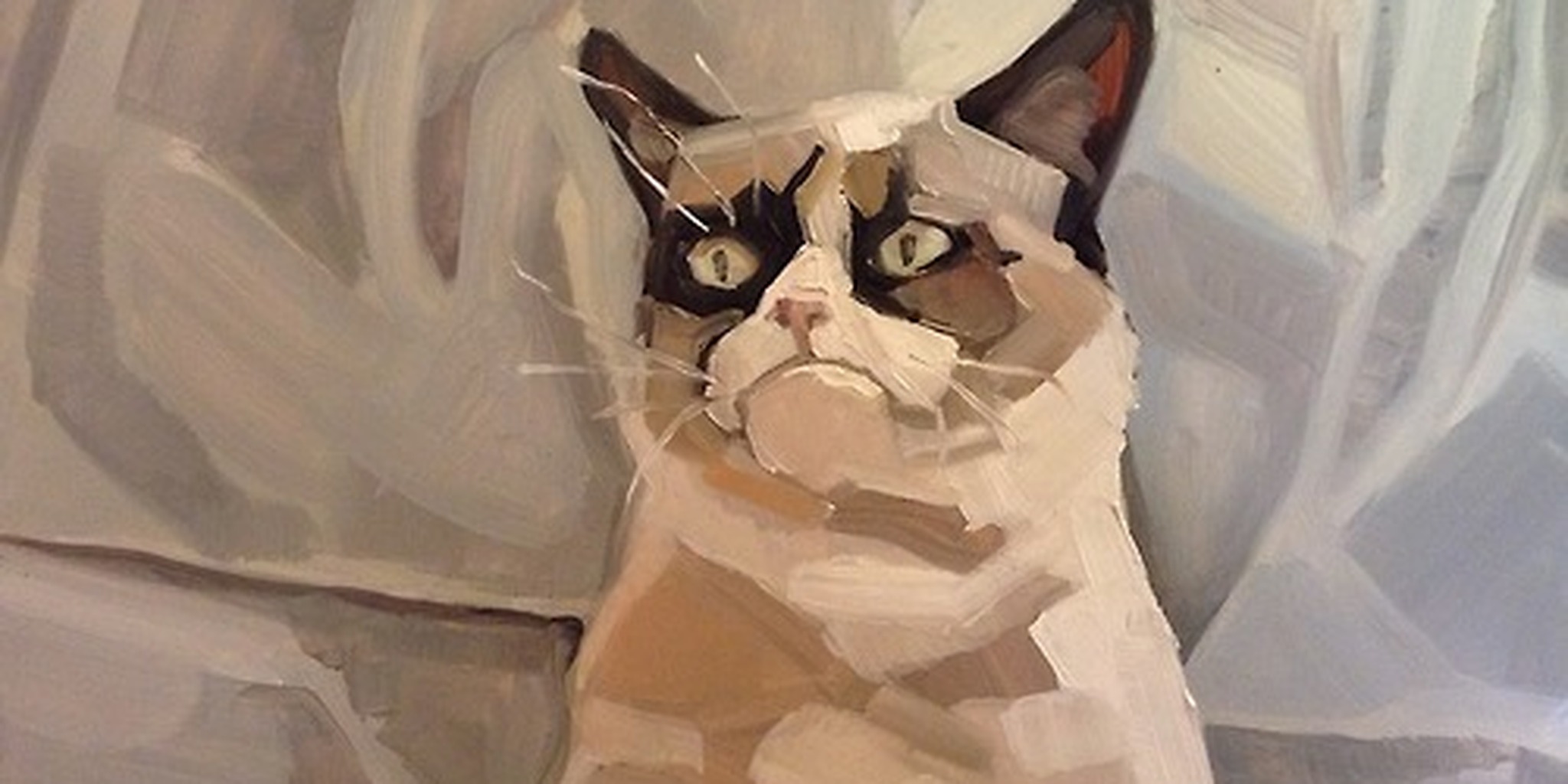 2048x1024 Meme Painter Brings Grumpy Cat To The Art World The Daily Dot - Grumpy Cat Painting