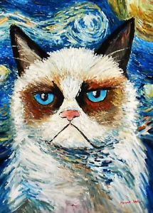 215x300 Modern Art - Grumpy Cat Painting