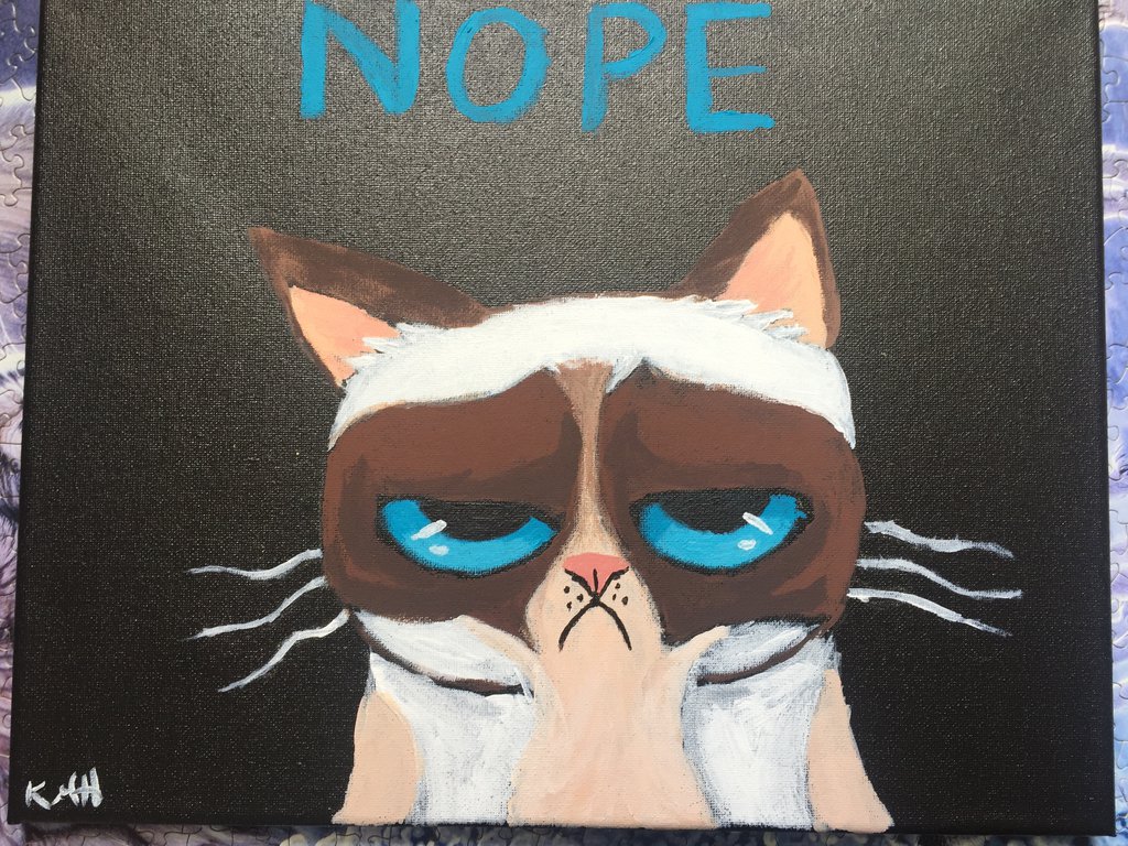 1024x768 Nope' Grumpy Cat Painting By Horselovericeshadow - Grumpy Cat Painting