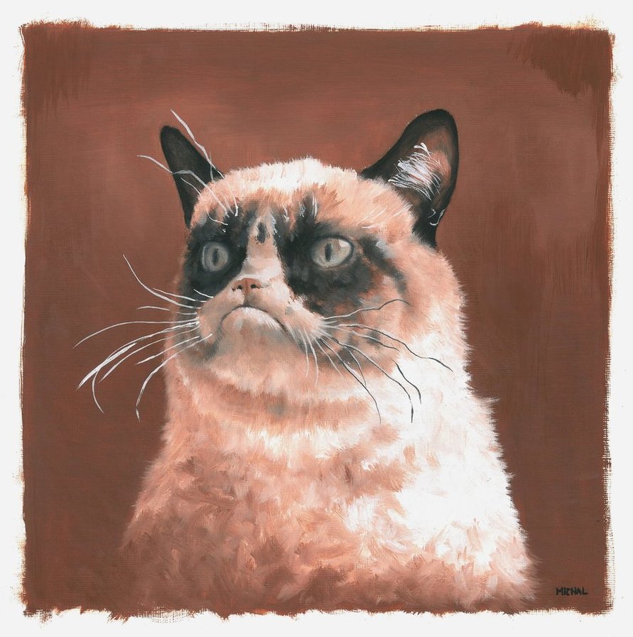 891x897 Grumpy Cat By Bwcopy - Grumpy Cat Painting