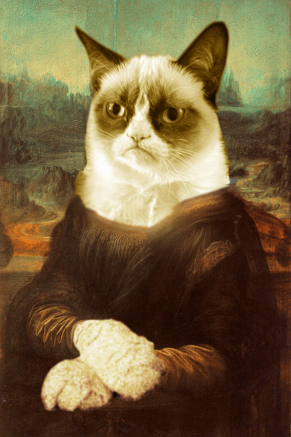 600x900 Grumpy Cat Mona Lisa Painting By Tony Rubino - Grumpy Cat Painting
