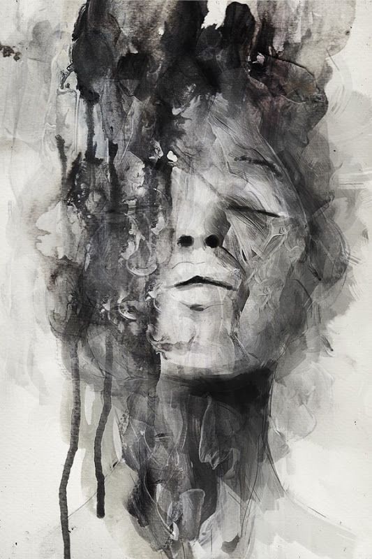 533x800 Artist Januz Miralles {Contemporary Female Head Abstraction Woman - Grunge Painting