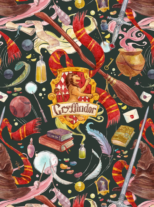 600x807 Gryffindor Pattern By Coalrye - Gryffindor Painting