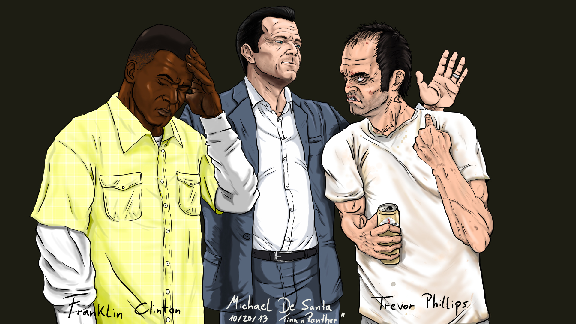 1920x1080 Photos Gta 5 Men Michael De Santa, Franklin Clinton, 1920x1080 - Gta Painting