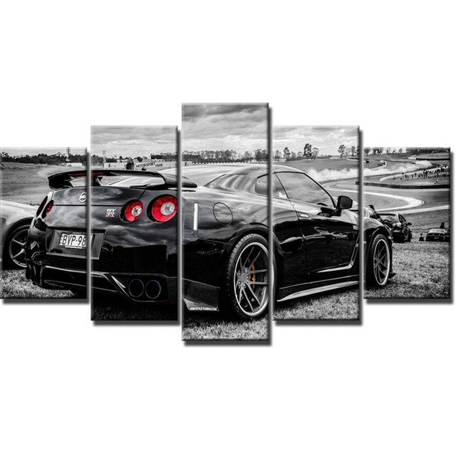 640x640 Modern Art Frame Hd Printed Wall Canvas Pictures 5 Panel Nissan - Gtr Painting