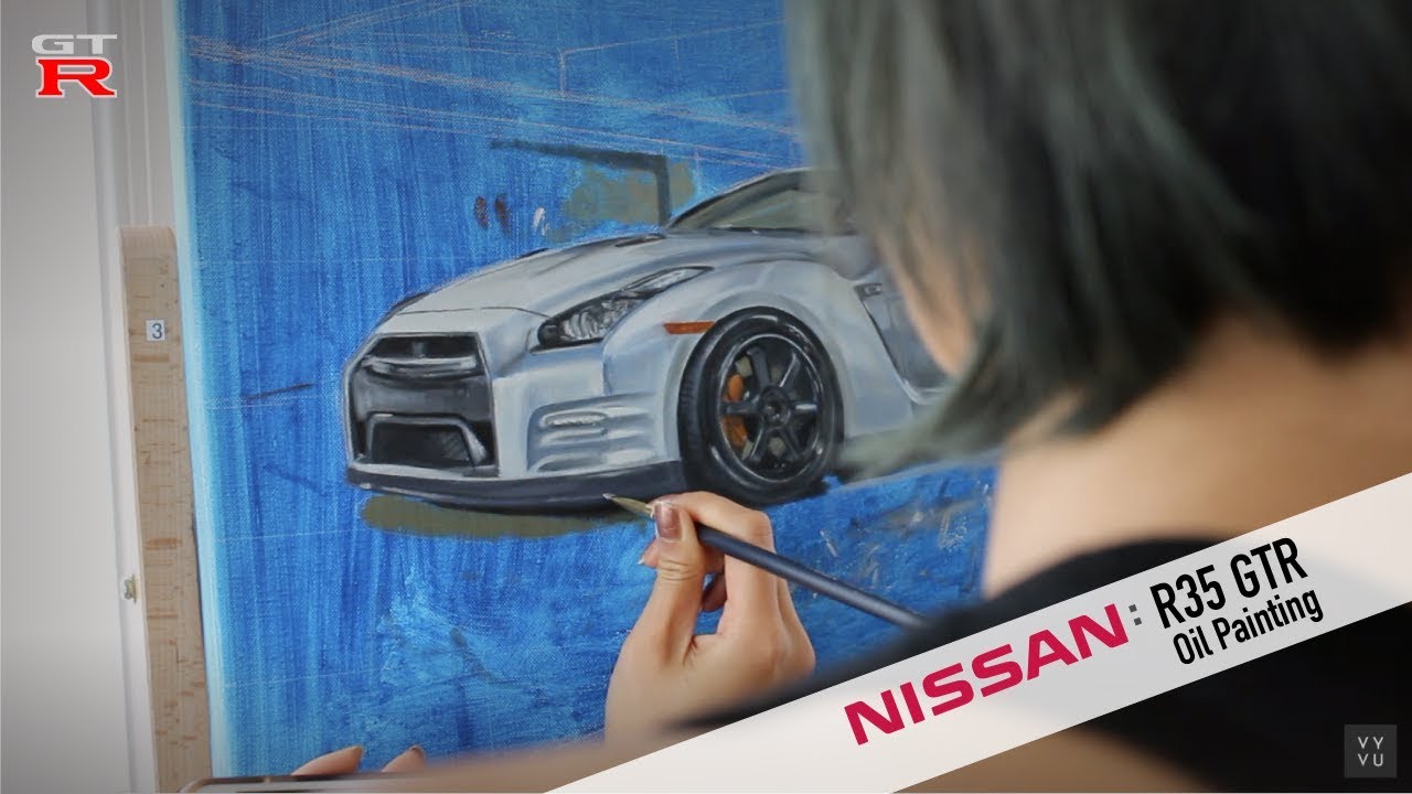 1280x720 Nissan R35 Gtr Oil Painting - Gtr Painting