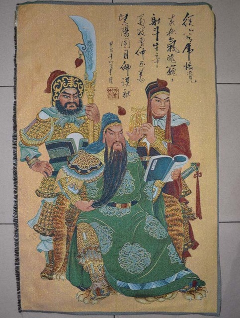 483x640 36chinese Silk Inwrought 3 Kingdom Hero Warrior God Guan Gong - Guan Yu Painting