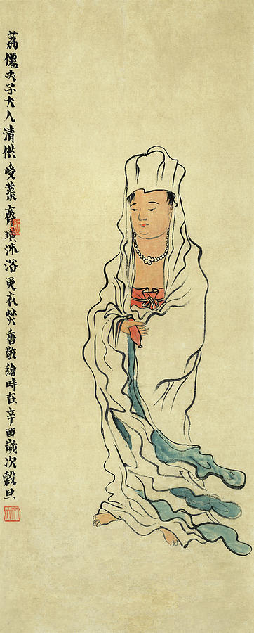362x900 Guanyin Bodhisattva Painting By Qi Baishi - Guanyin Painting
