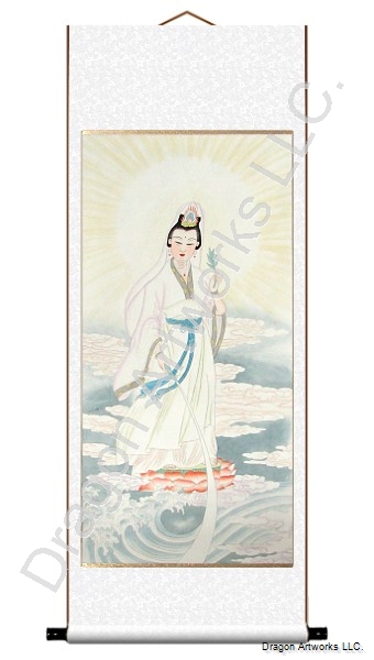 340x600 Peace For Family Guan Yin Painting - Guanyin Painting