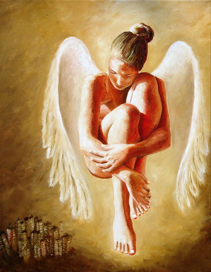 698x900 Guardian Angel Painting By Beata Belanszky Demko - Guardian Angel Painting