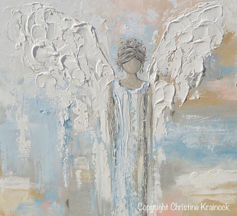 480x437 Giclee Print Abstract Angel Painting Modern Gallery Wall Art Blue - Guardian Angel Painting Artist
