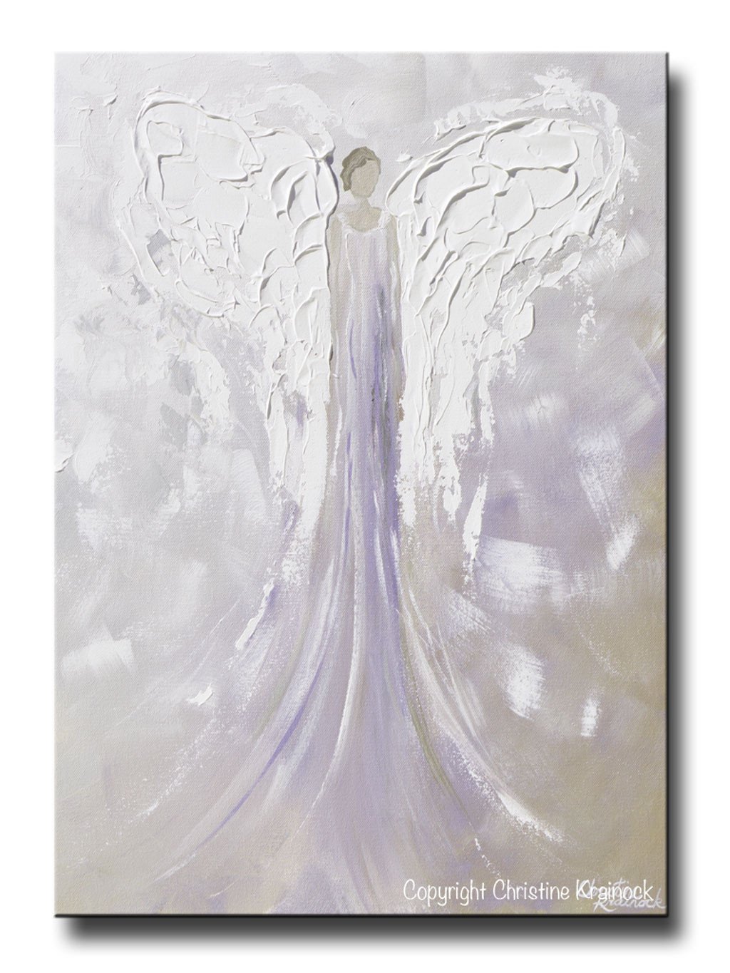 1024x1365 Giclee Print Angel Painting Abstract Guardian Angel Lavender Grey - Guardian Angel Painting Artist