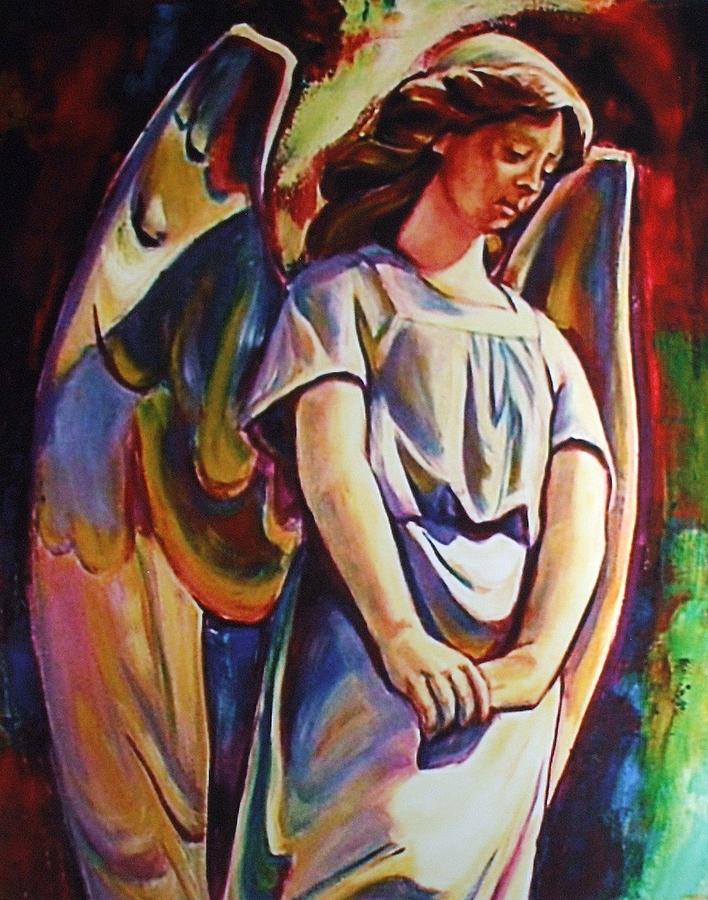 708x900 Guardian Angel Version 1 Painting By Sheila Diemert - Guardian Angel Painting Artist