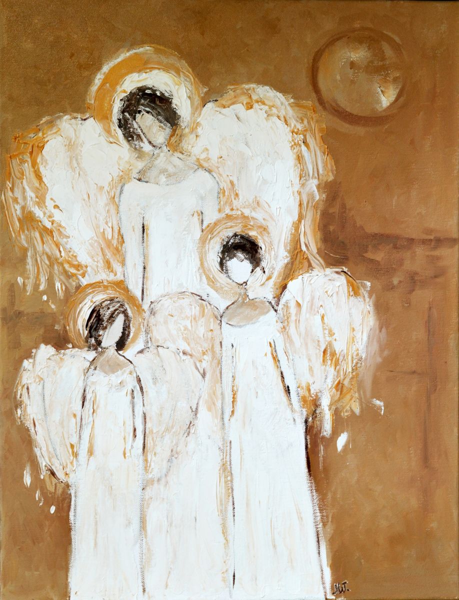 918x1200 Three Angels Guardian Angel Art Christmas (Magdalena Walulik) - Guardian Angel Painting Artist