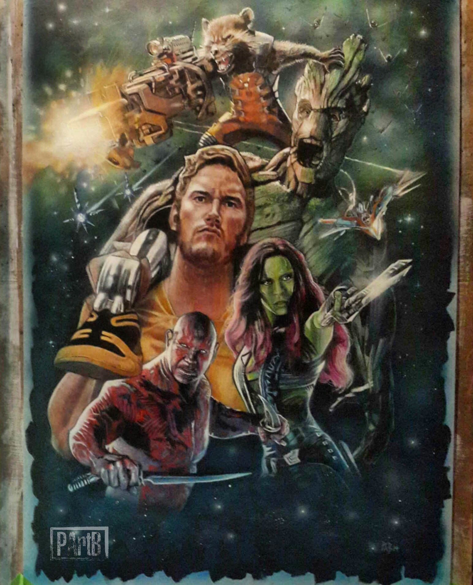 1544x1910 Paul Butcher - Guardians Of The Galaxy Painting