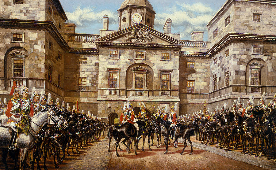 900x556 The Guard Mounting The Horse Guards At Whitehall Painting By Harry - Guards Painting