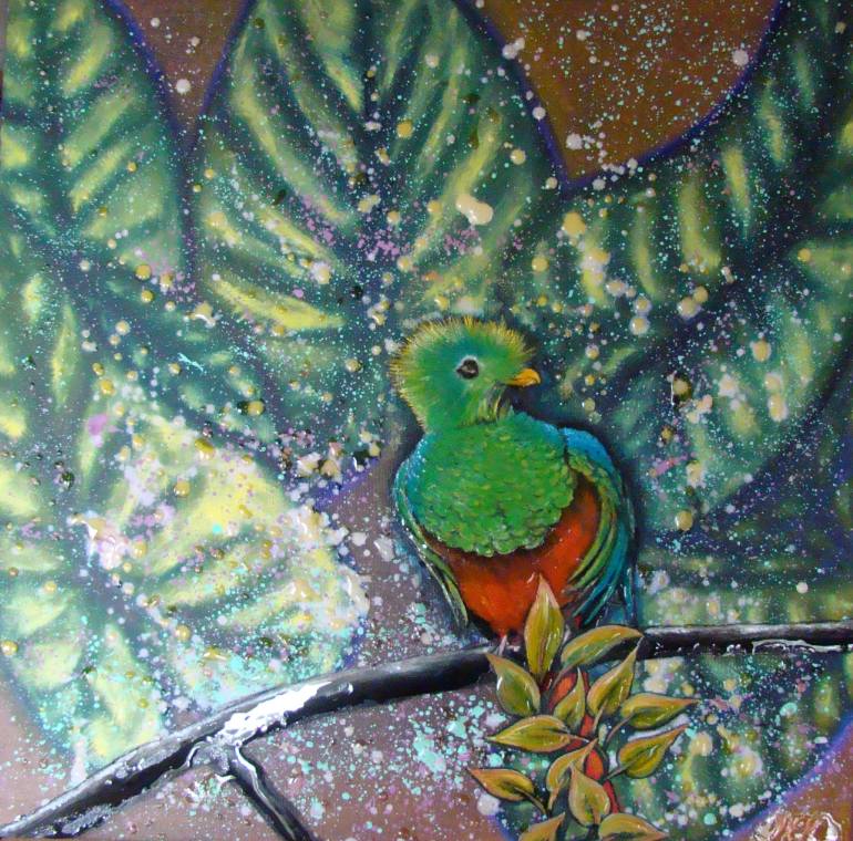 770x760 Saatchi Art Quetzal Bird Guatemala Painting By Nancy Richardson - Guatemala Painting