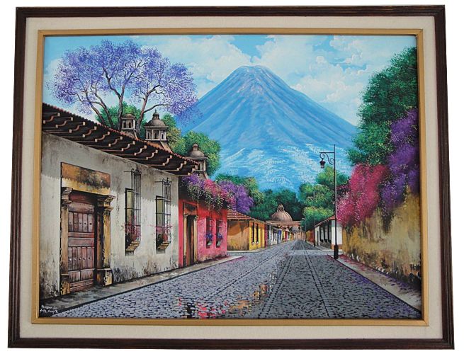 655x507 San Francisco Street Oil Painting Antigua Guatemala - Guatemala Painting