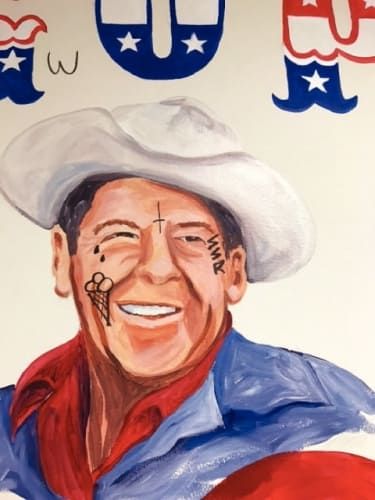 375x500 A Ronald Reagan Painting In North Carolina Was Defaced - Gucci Mane Painting