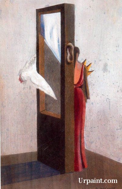 400x618 La Guillotine Oscar Dominguez Surrealism Figurative Painting - Guillotine Painting