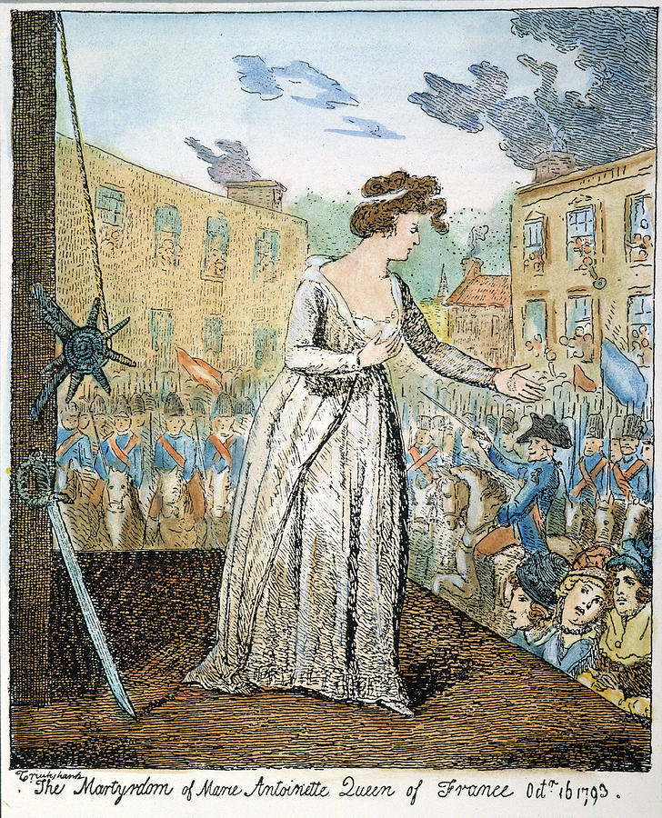 728x900 Marie Antoinette At The Guillotine, 1793 Painting By Granger - Guillotine Painting
