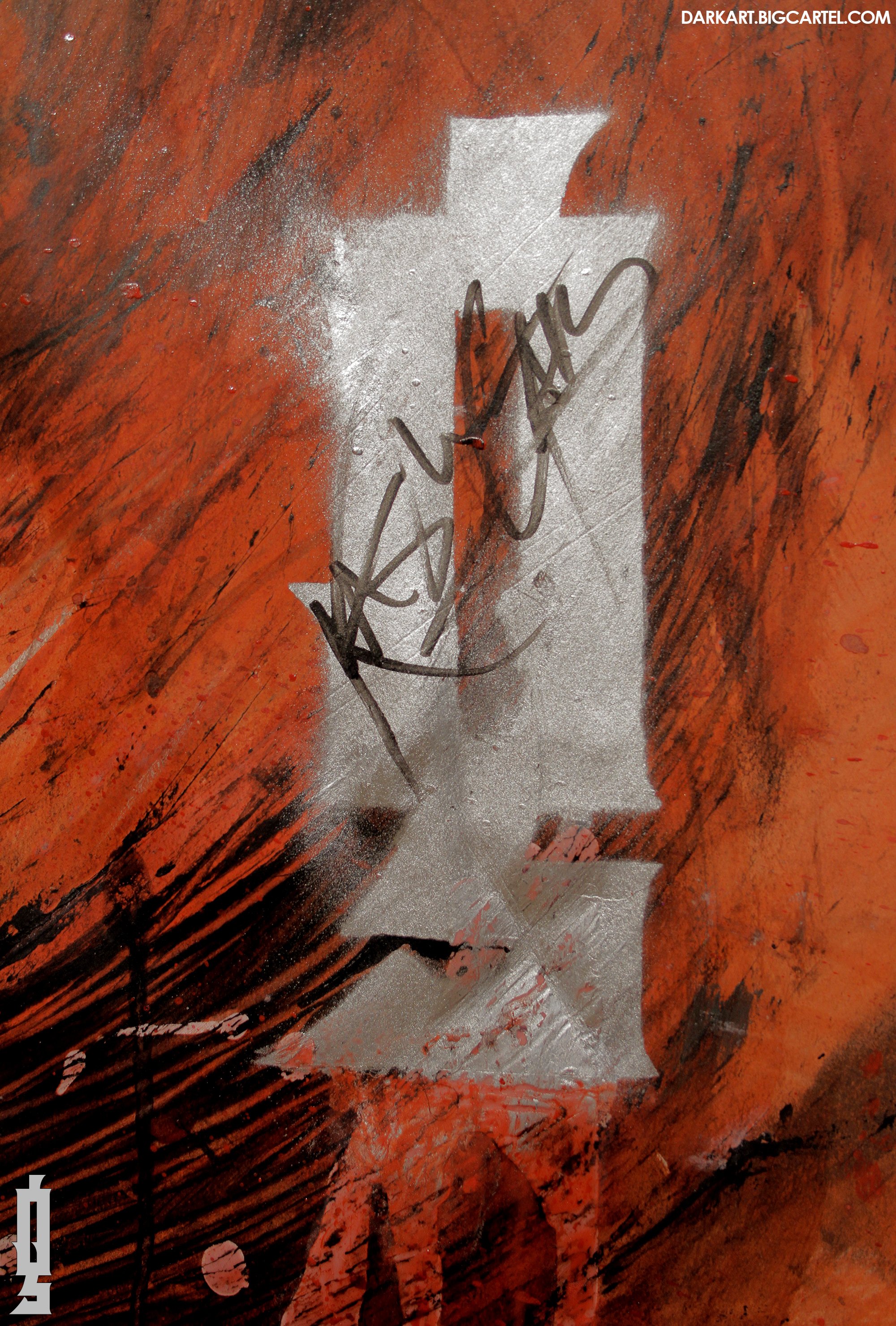 2000x2957 Original 34x60 Painting By Kasim Guillotine Gary The Dark Art - Guillotine Painting