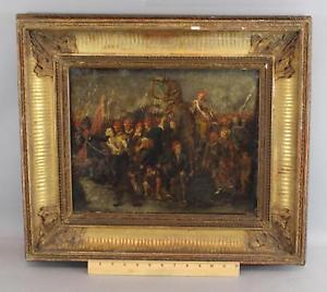 300x268 Antique Early 19thc Paul Delaroche Oc Oil Painting French - Guillotine Painting