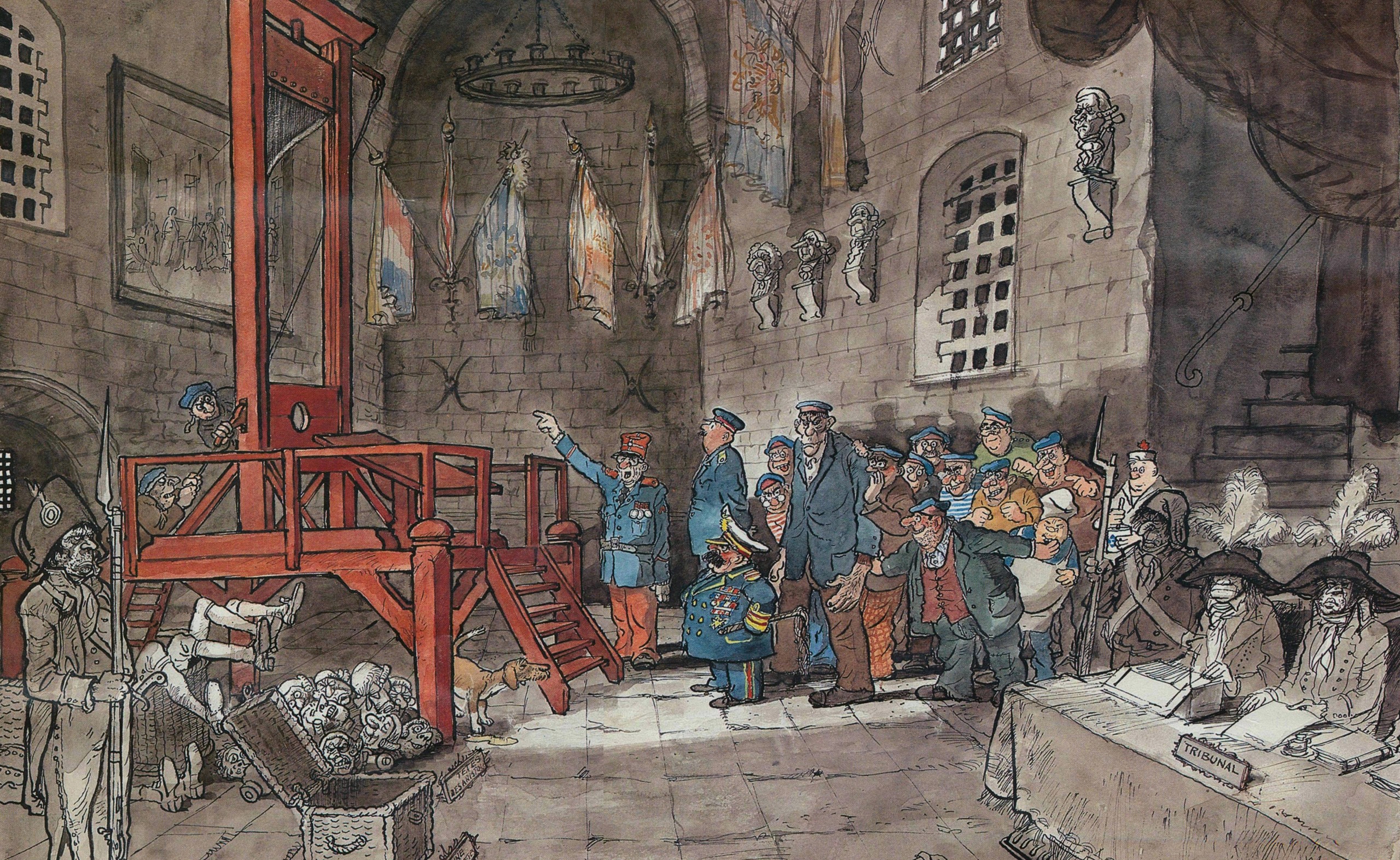 2559x1573 Wallpaper Temple, Drawing, Painting, Mural, Guillotine, Art - Guillotine Painting