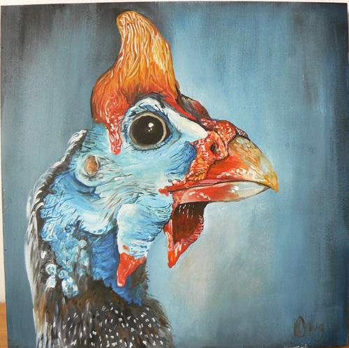 500x498 Oils - Guinea Fowl Painting