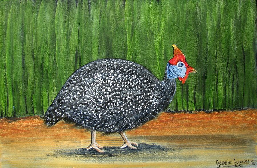 900x588 Guinea Fowl 4453 Painting By Jessie Meier - Guinea Fowl Painting
