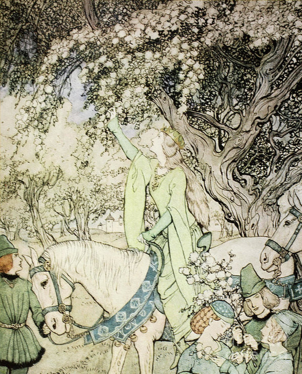 599x741 Queen Guinevere Art Print By Arthur Rackham - Guinevere Painting