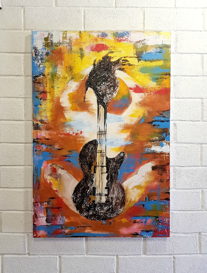 720x950 The Little Treasures. The Woman Amp The Guitar - Guitar Acrylic Painting
