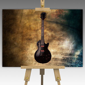 300x300 Electric Guitar Rustic Abstract Design Home Wall Art Canvas - Guitar Canvas Painting