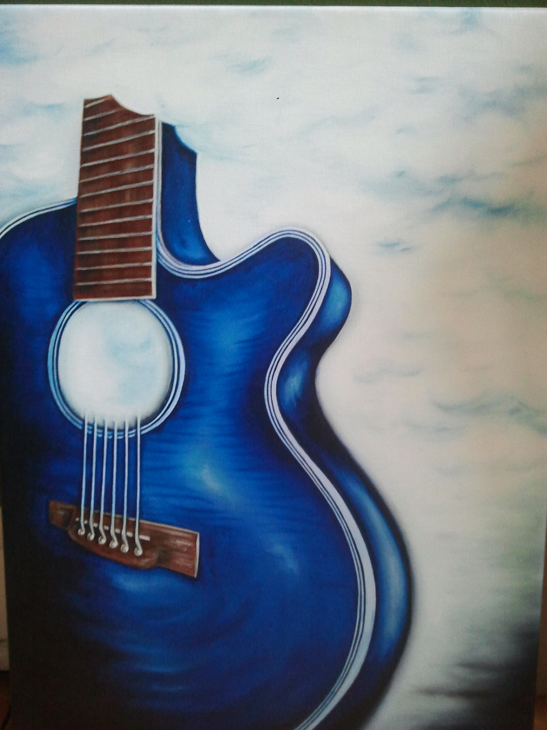 1125x1500 Painting Endless Music Blue Guitar Floating - Guitar Canvas Painting
