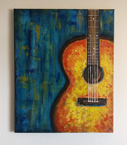 436x500 Guitar Painting On Stretched Canvas, Guitar Abstract - Guitar Canvas Painting