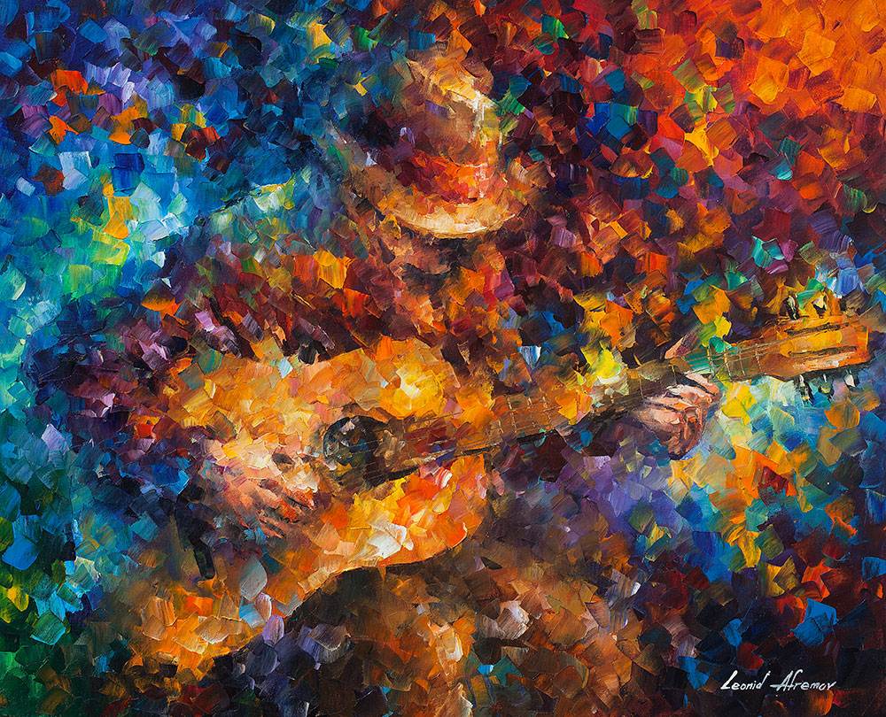 1000x810 Guitar Ballad - Guitar Oil Painting