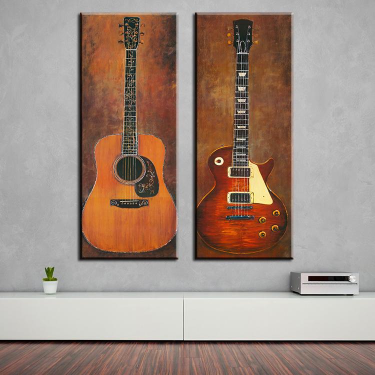 750x750 Guitar Themed Home Decor, Set Of Guitar Paintings - Guitar Oil Painting