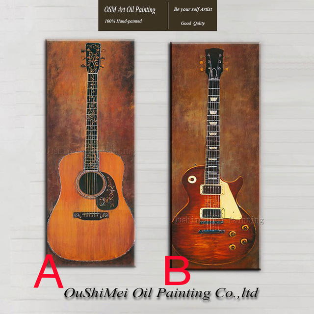 640x640 Hand Painted Guitar Painting Impression Music Paintings On Canvas - Guitar Oil Painting