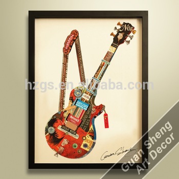 350x350 Modern Abstract Guitar Musical Instrument Oil Painting For Coffee - Guitar Oil Painting