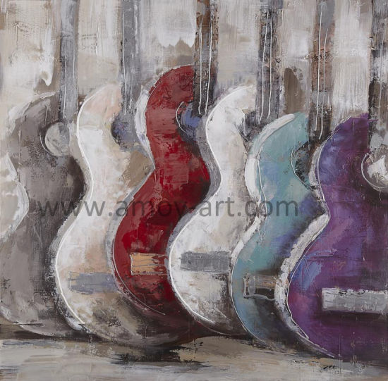 550x541 China Handmade Guitars Canvas Art Oil Paintings For Home Decor - Guitar Oil Painting