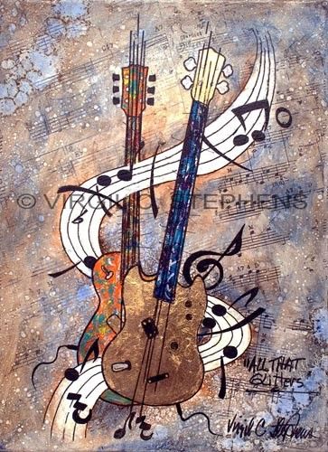 363x500 Contemporary Painting, Guitar Art, Giclee Print, Oil Painting - Guitar Oil Painting