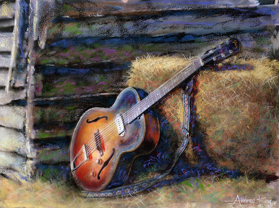 900x672 Jim's Guitar Painting By Andrew King - Guitar Painting