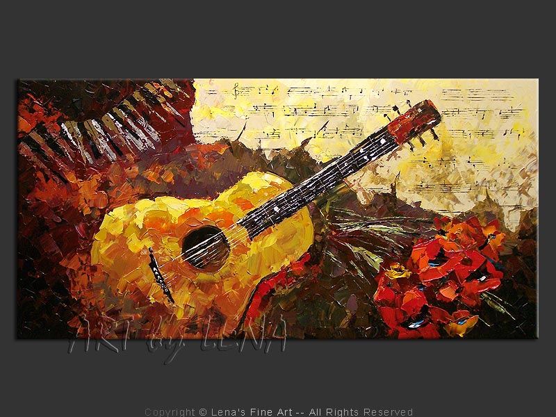 800x600 Romantic Guitar Art By Lena - Guitar Painting