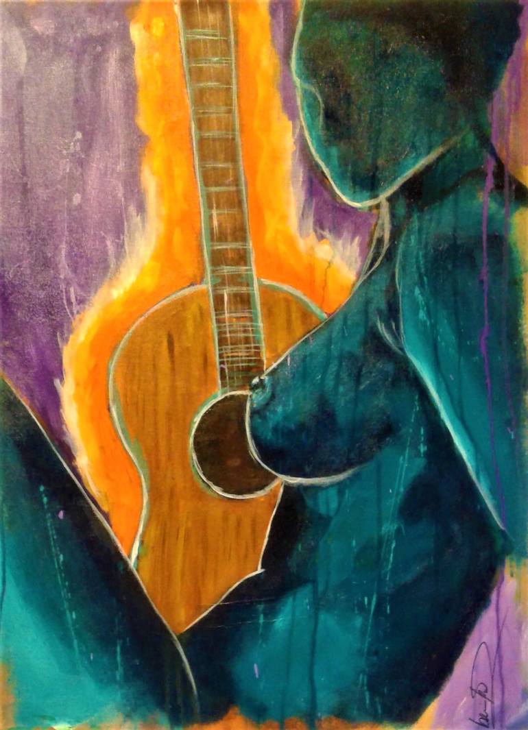 770x1065 Saatchi Art Nina's Guitar Painting By Darrin Patton - Guitar Painting