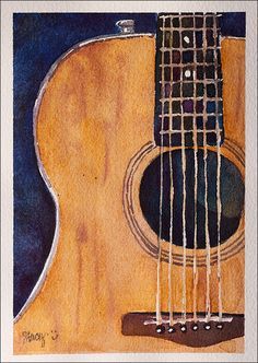 236x332 Guitar Watercolor Painting - Guitar Painting