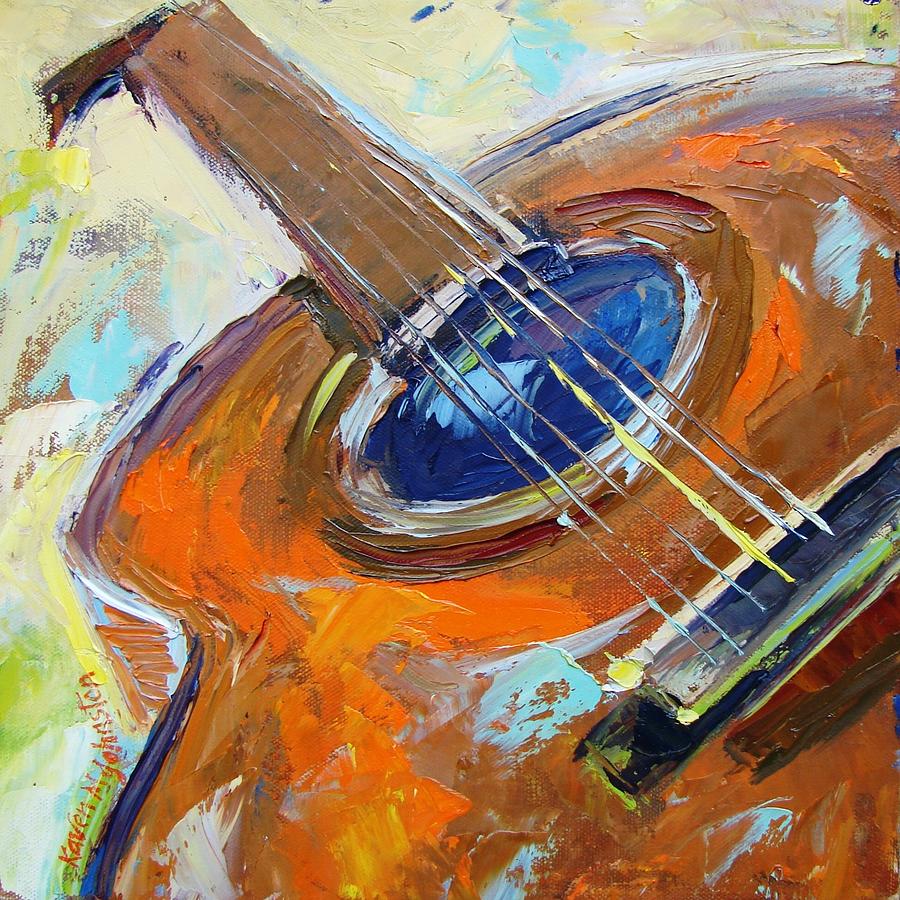 900x900 Guitar Painting By Karen Mayer Johnston - Guitar Painting